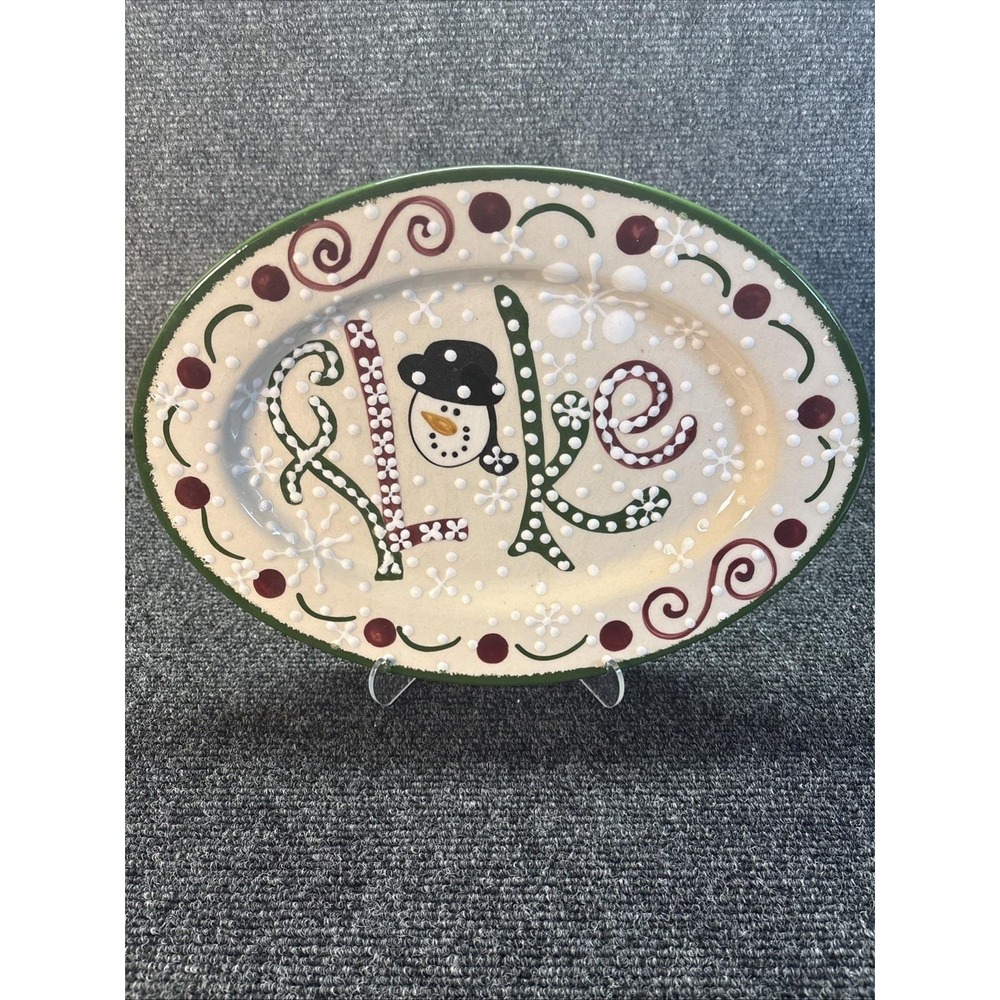 Expressly‎ Yours~Snowman "Flake" Christmas~12" Oval Serving Platter